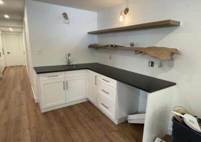 Custom counter, drawers, shelving by Steinegg Cabinets