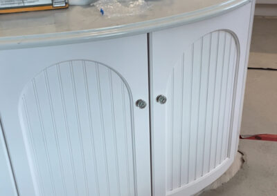 Custom built curved cabinet built by Steinegg Cabinets