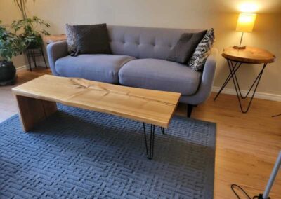 Custom built coffee table and end table by Steinegg Cabinets