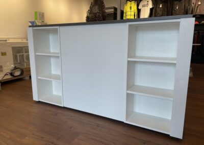 Custom built white shelving